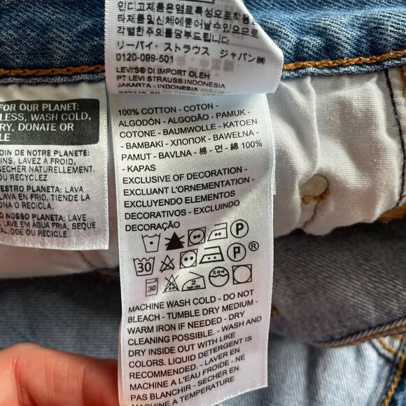 Levi's 501 High Rise Distressed Denim Medium Wash Casual Cutoff Shorts Blue 29 - Picture 8 of 9